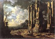 Leonardo Coccorante Harbor Scene with Roman Ruins Spain oil painting artist